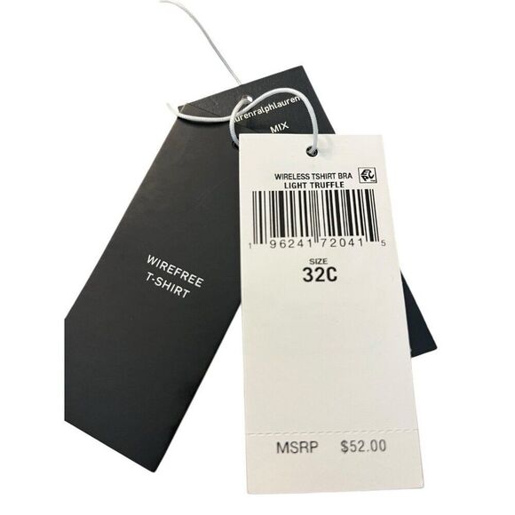 Lauren Ralph Lauren 32 C Full Coverage T shirt Bra Light Beige NWT 32C RLL Logo - Picture 3 of 4